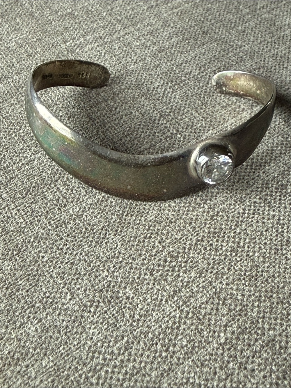 MEXICO 925 Sterling Silver - Vintage Cubic Zirconia Cuff Bracelet | 7.5-8” 18g